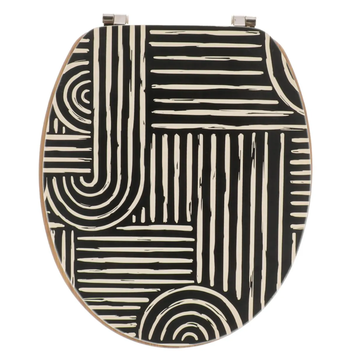 TENDANCE Abattant WC 18 pouces MDF Ethnic Vibes Noir Outlet