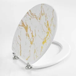 douceur d'intu017drieur Abattant WC 18 pouces MDF effet marbre Aquamarbre Blanc Clearance