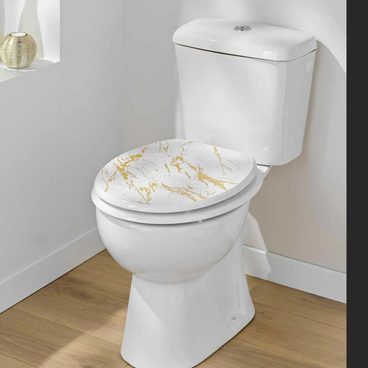 douceur d'intu017drieur Abattant WC 18 pouces MDF effet marbre Aquamarbre Blanc Clearance