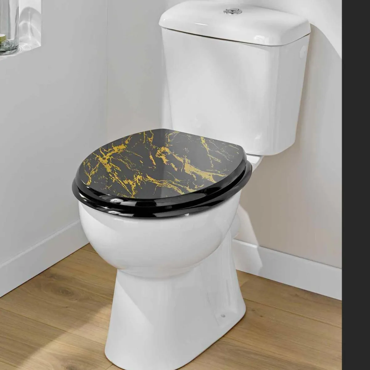 douceur d'intu017drieur Abattant WC 18 pouces MDF effet marbre Aquamarbre Noir Sale