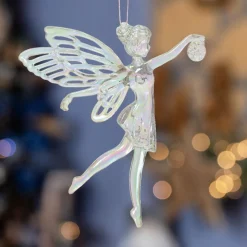 KAEMINGK Ange de Noël à suspendre (H11 cm) Féerie irisé Transparent New