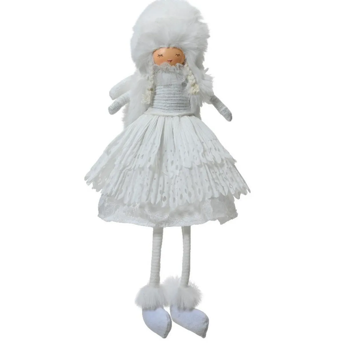 KAEMINGK Ange de Noël jambes souples (H53 cm) Demoiselle d'Hiver Blanc Hot