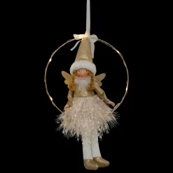 JJA Ange de Noël lumineux à piles (H32 cm) Fée clair de lune dée Or