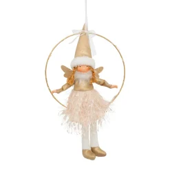 JJA Ange de Noël lumineux à piles (H32 cm) Fée clair de lune dée Or