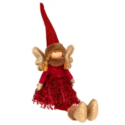 JJA Ange de Noël lumineux à piles (H55 cm) Fée clair de lune assise Rouge Online