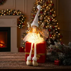 KOOPMAN Ange de Noël lumineux à piles (H60 cm) Gladys étoiles Rose Online