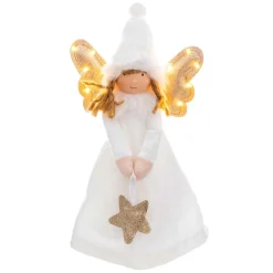Feeric Lights & Christmas Ange de Noël lumineux (H28 cm) Ailes scintillantes Blanc Hot