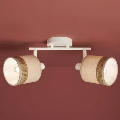 OSTARIA Applique murale 2 abat-jour orientables métal et rotin (30 x 17 cm) Bohemia Beige Clearance