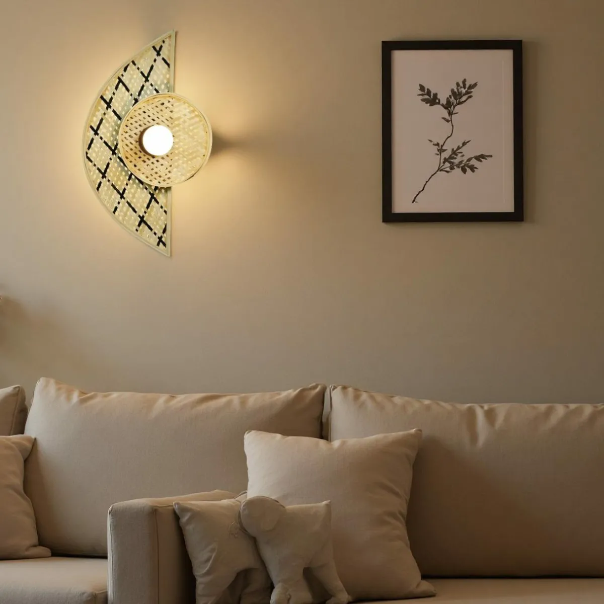 EMINZA Applique murale en bambou (H50 cm) Ravina et naturel Noir Clearance
