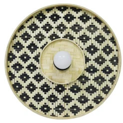 EMINZA Applique murale ronde en bambou (D50 cm) Marioka et naturel Noir Sale