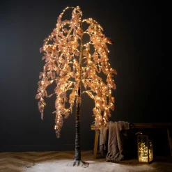EMINZA Arbre lumineux 600 LED (H200 cm) Saule pleureur Fleur Rose Clearance