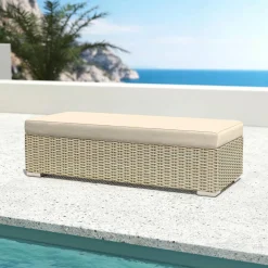 MOBELLIA Banquette en résine tressée 2 places Palma Gris et beige Tresse Gris - Beige Online