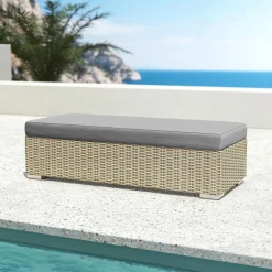 MOBELLIA Banquette en résine tressée 2 places Palma Gris et anthracite Tressé Gris - Anthracite