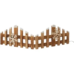 KOOPMAN Barrière en lumineuse à piles 15 LED (76 x H20 cm) Clôture déco Blanc chaud Bois Clearance