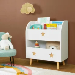 EMINZA Bibliothèque enfant bois (H72 cm) Stars he Blanc Online
