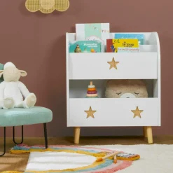 EMINZA Bibliothèque enfant bois (H72 cm) Stars he Blanc Online