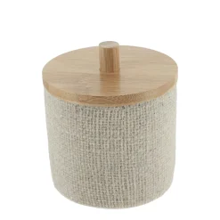 TENDANCE Boite à coton avec couvercle (D10 cm) effet Maille Beige Online