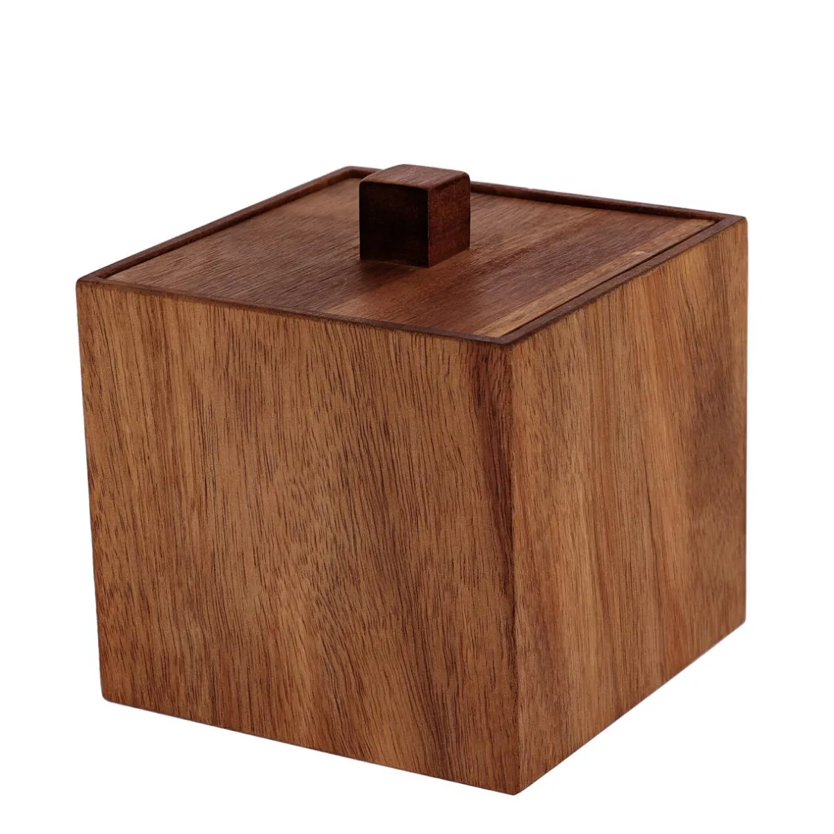 TENDANCE Boite à coton en bois d'acacia (H10 cm) Lina Marron Discount