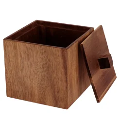 TENDANCE Boite à coton en bois d'acacia (H10 cm) Lina Marron Discount