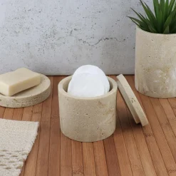 TENDANCE Boite à coton Travertin Naturel Beige Best