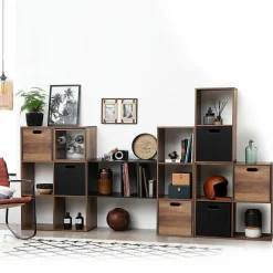 5 Five Simply Smart Boite de rangement (31 x 31 x 31 cm) Mano foncé Bois New