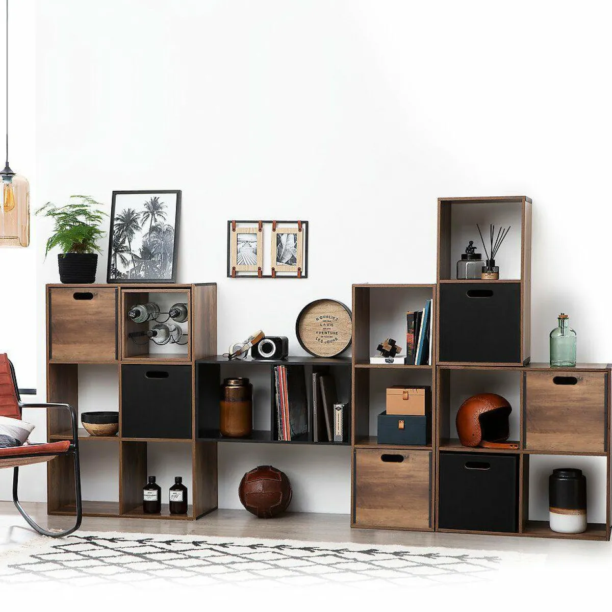 5 Five Simply Smart Boite de rangement (31 x 31 x 31 cm) Mano foncé Bois New