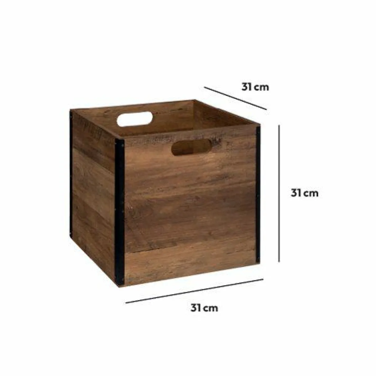 5 Five Simply Smart Boite de rangement (31 x 31 x 31 cm) Mano foncé Bois New