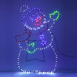 KOOPMAN Bonhomme de neige 246 LED (H79 cm) Néon effet flash Multicolore