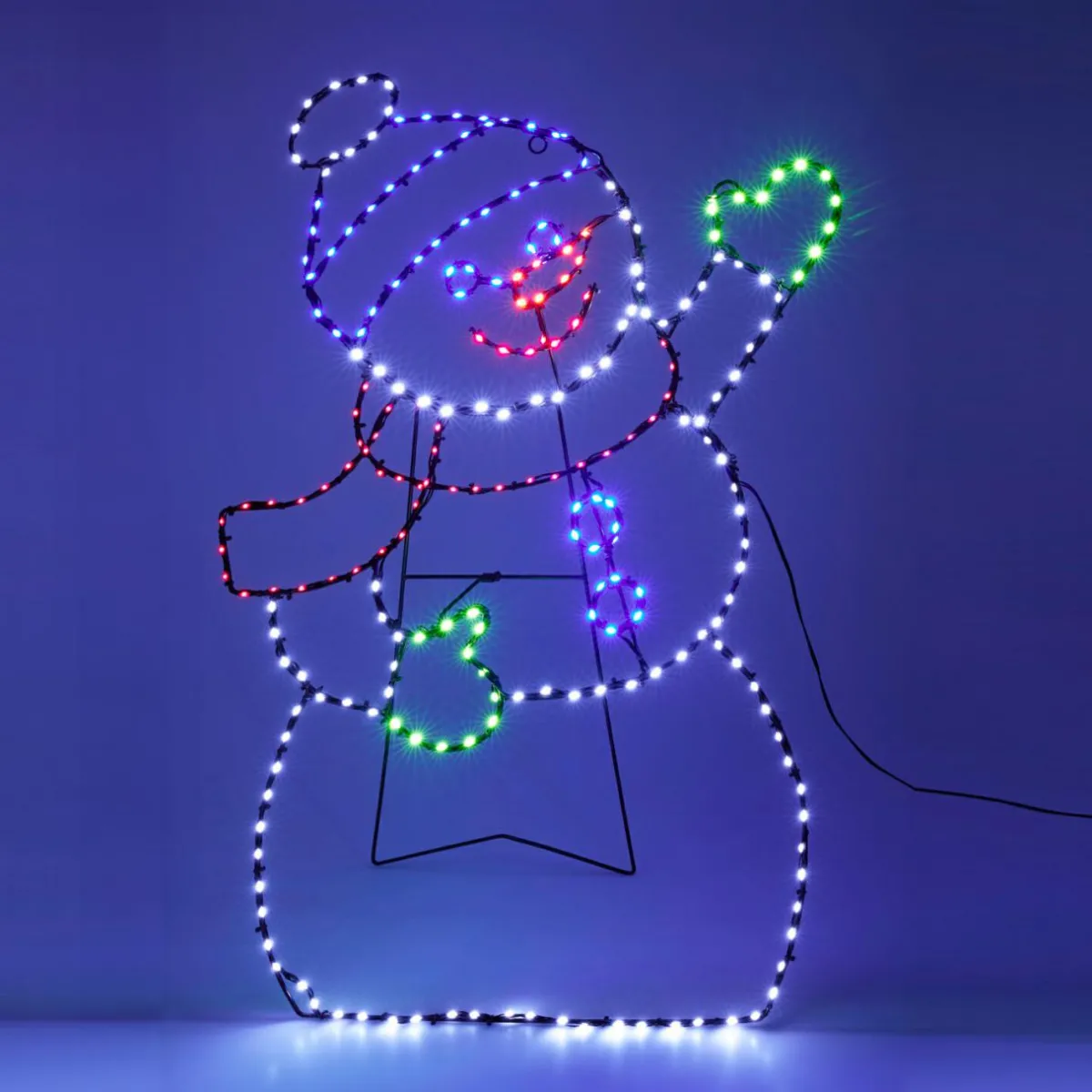 KOOPMAN Bonhomme de neige 246 LED (H79 cm) Néon effet flash Multicolore