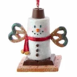 CHRISTMAS INSPIRATIONS Bonhomme de neige à suspendre (H7 cm) Bretzel Blanc New
