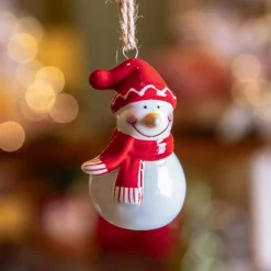 KAEMINGK Bonhomme de neige à suspendre (H6 cm) Dolomite et blanc Rouge Outlet