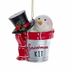 CHRISTMAS INSPIRATIONS Bonhomme de neige à suspendre (H7,50 cm) Snowman Rouge Discount