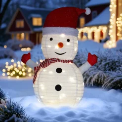 KOOPMAN Bonhomme de neige lumineux à piles (H68 cm) Pliable Blanc Online