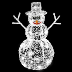 Feeric Lights & Christmas Bonhomme de neige lumineux 96 LED (H60 cm) Edmond Blanc froid Clearance