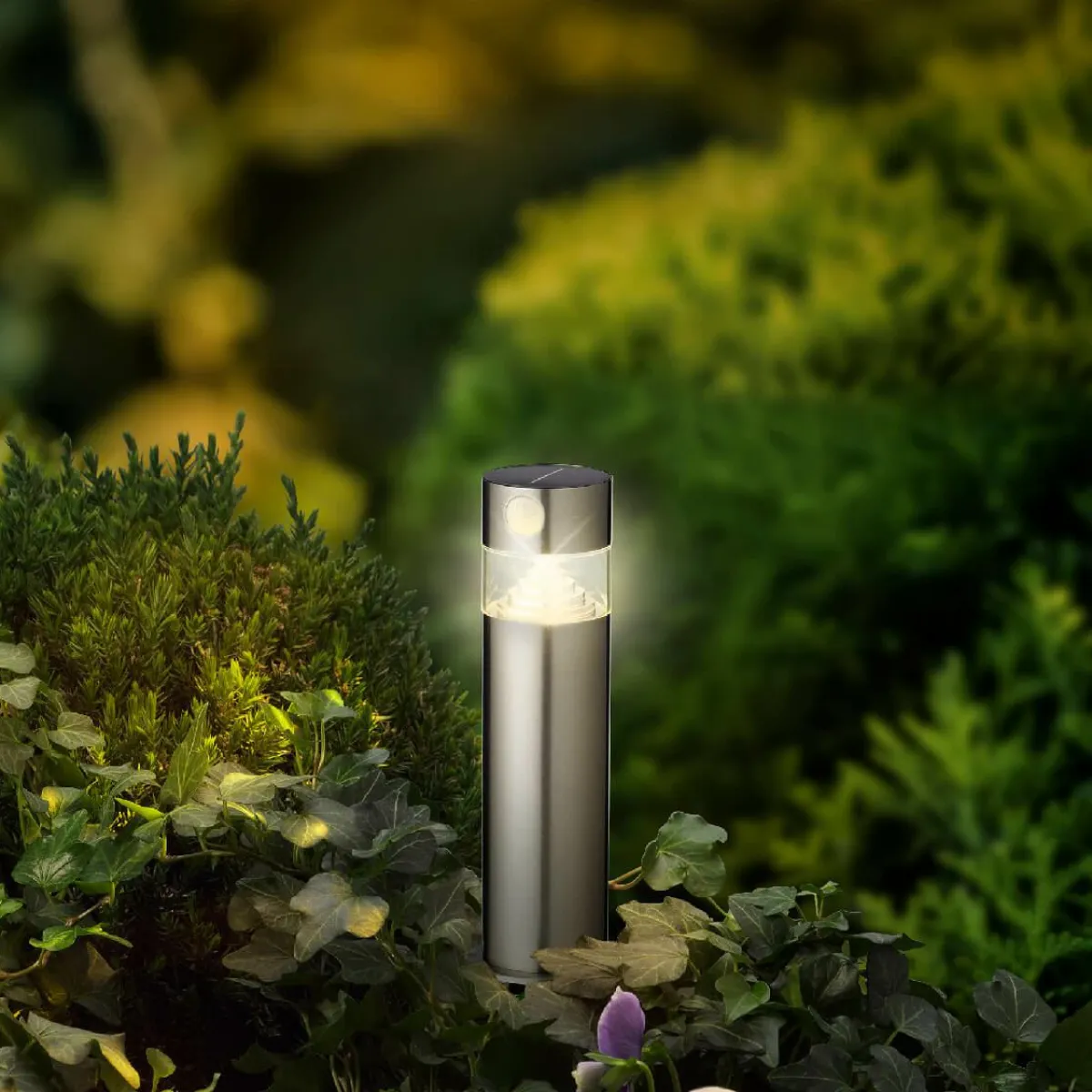 #N/A Borne de jardin solaire 150 lumens (H30 cm) Premium Argent Gris New
