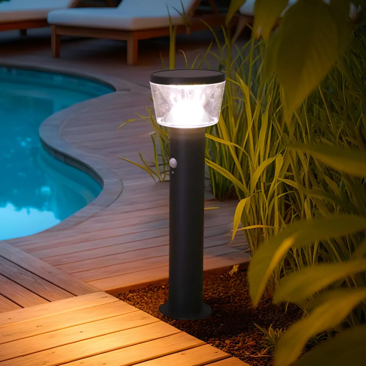 #N/A Borne de jardin solaire 600 lumens (H54 cm) Orion lux Gris Anthracite New