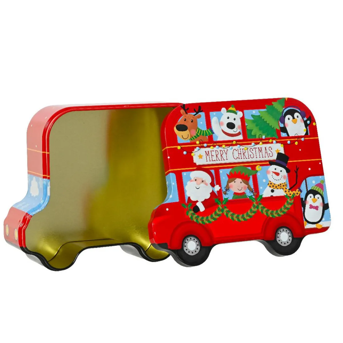 KAEMINGK Boîte de rangement en métal Bus de Noël Multicolore Discount