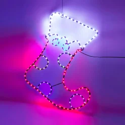 KOOPMAN Botte du Père Noël 134 LED (H52 cm) Néon effet flash Multicolore Discount