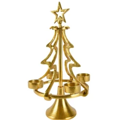 KAEMINGK Bougeoir 4 suppts (H37 cm) Sapin étoilé Or Sale