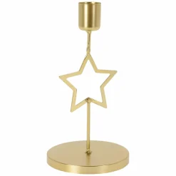 KOOPMAN Bougeoir en métal (H17 cm) Etoile Or Best