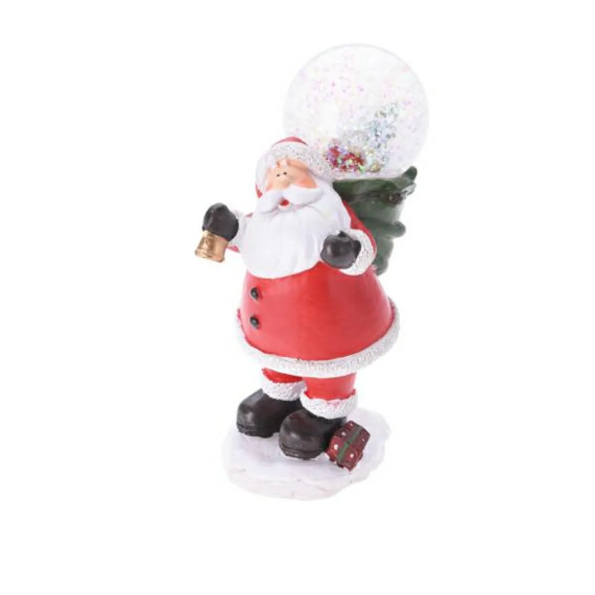 Boule à neige (D13 cm) Petit Papa Noël et cloche Rouge Discount