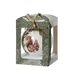 KAEMINGK Boule de Noël (D100 mm) Écureuil sauvage et noeud Naturel Blanc Clearance