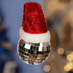 KAEMINGK Boule de Noël (D80 mm) Facette disco avec bonnet Père Noël Argent Online
