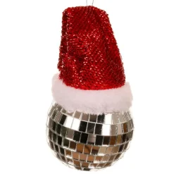 KAEMINGK Boule de Noël (D80 mm) Facette disco avec bonnet Père Noël Argent Online
