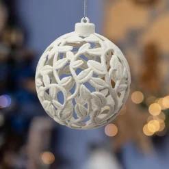 Feeric Lights & Christmas Boule de Noël (D100 mm) Feuillage découpé Blanc Outlet
