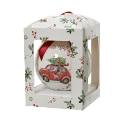 KAEMINGK Boule de Noël (D100 mm) Noeud rouge Voiture du Père Noël Blanc Online