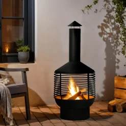 #N/A Braséro cheminée d'extérieur (D42 x H105 cm) Mérida Noir Sale