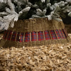 KAEMINGK Cache pied de sapin (D70 cm) Tartan écossais Rouge Outlet