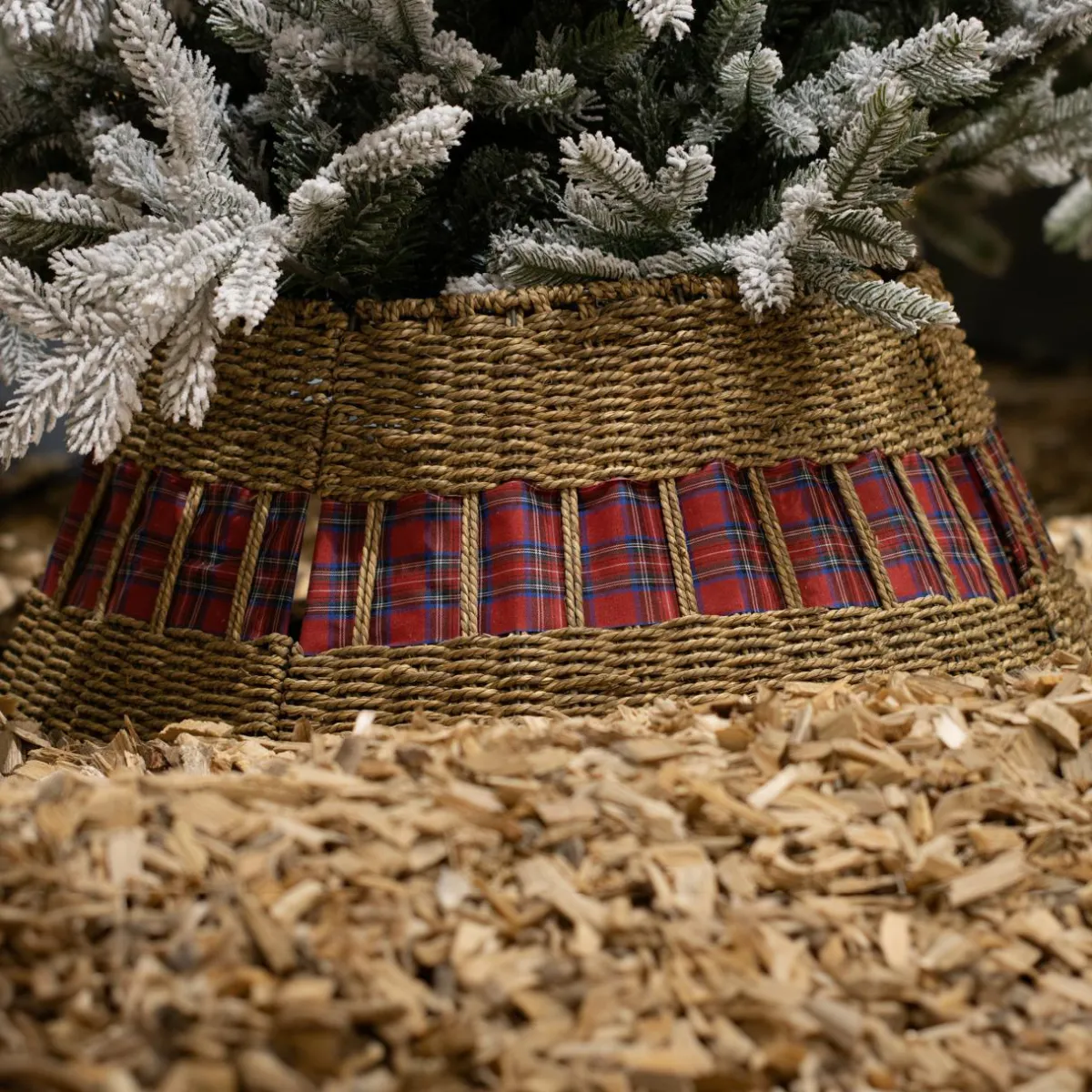 KAEMINGK Cache pied de sapin (D70 cm) Tartan écossais Rouge Outlet