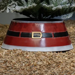 KAEMINGK Cache pied de sapin en métal (D57 cm) Ceinture du Père Noël Rouge Online